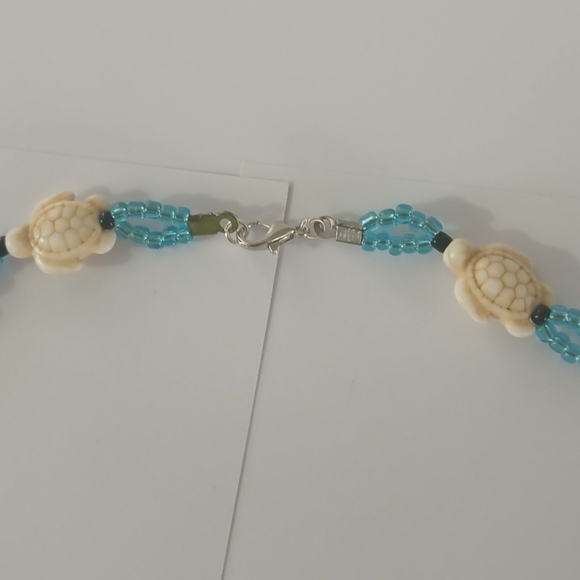 Turtle Bead Necklace with Blue Accents - Picture 4 of 4
